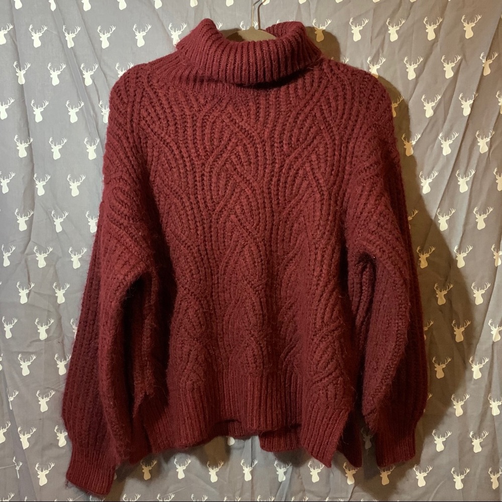 Red turtle neck sweater